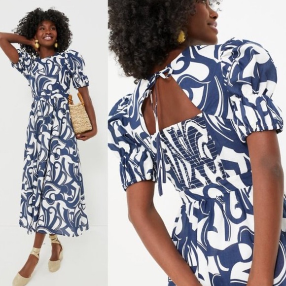 Tuckernuck Dresses & Skirts - TUCKERNUCK hyacinth house smocked swirl print midi